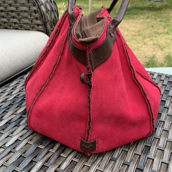 RARE Sofia C Red Suede Bucket Bag - Picture 12 of 16